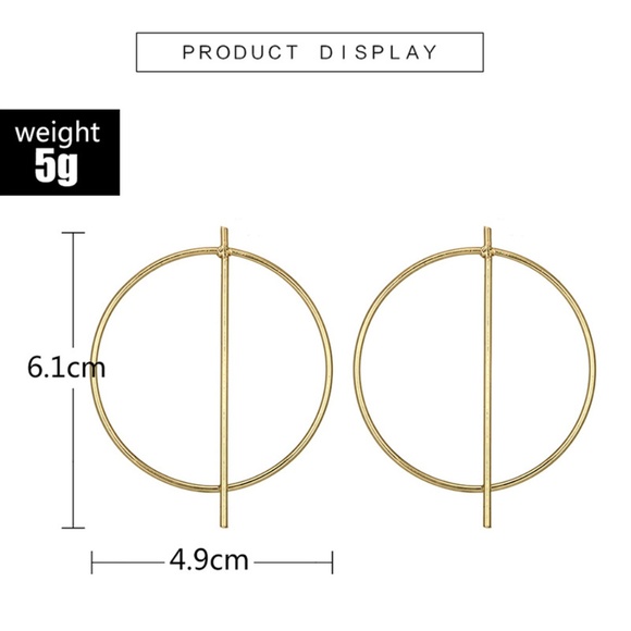 Unique Design//Circle Minimalist Hoop Earrings - Picture 2 of 7
